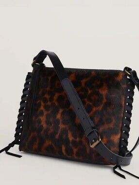 Convalore Leopard Everyday Crossbody Bag Italian Haircalf Leather Whipstitch